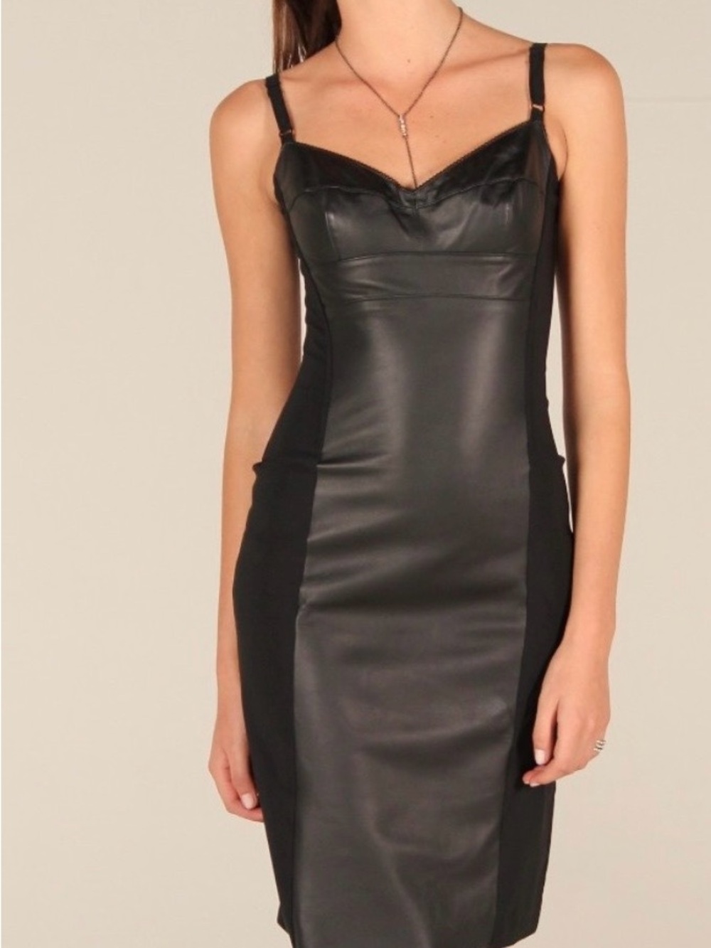 TICCI TONETTO Black Soft (real) Leather Bodycon Dress - Picture 9 of 10